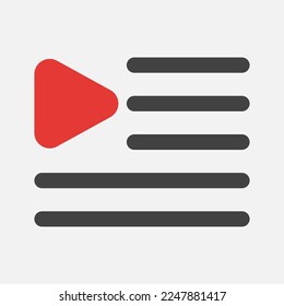 Playlist-Symbol im flachen Stil über Multimedia, Verwendung für Website-Mobile-App-Präsentation