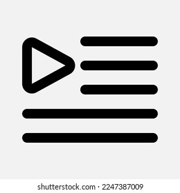 Playlist icon in line style about multimedia, use for website mobile app presentation