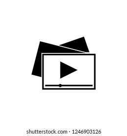 Playlist icon. Media, play button, gallery. Video content concept. Can be used for topics like mobile apps, audio, video