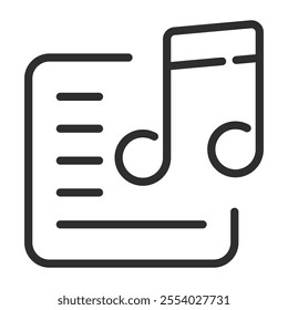 Playlist icon, Music band symbol outline icon, editable vector illustration and transparent graphic element. Isolated on white background