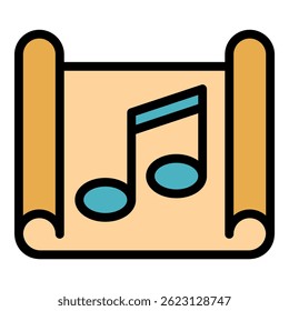 Playlist icon. Outline playlist vector icon color flat isolated