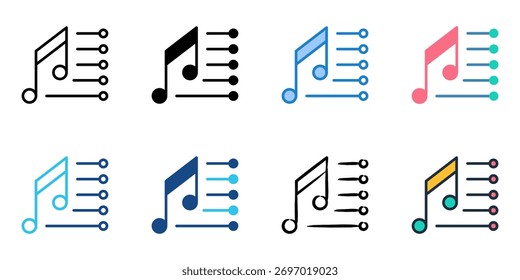 Conjunto de iconos de lista de reproducción colección de estilos múltiples 
