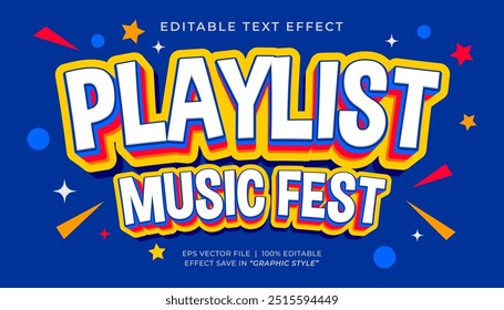 Playlist music fest 90s editable text effect vintage and retro template