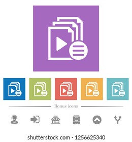 Playlist options flat white icons in square backgrounds. 6 bonus icons included.