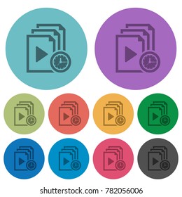 Playlist playing time darker flat icons on color round background
