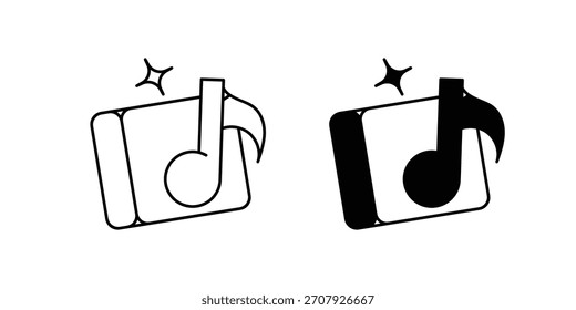 Ícone de conjunto de lista de reprodução com ilustração de stock de vetor de fundo branco