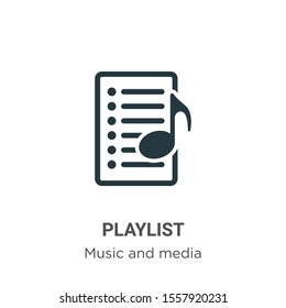 Playlist vector icon on white background. Flat vector playlist icon symbol sign from modern music collection for mobile concept and web apps design.