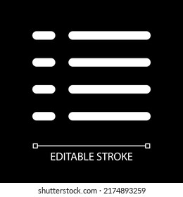 Playlist white linear ui icon for dark theme. Sequence of video files. Mediaplayer interface. Vector line pictogram. Isolated user interface symbol for night mode. Editable stroke. Arial font used