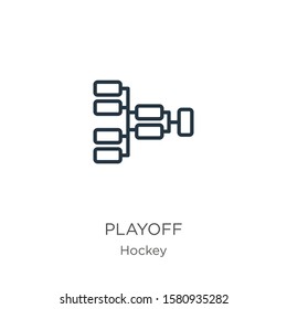 Playoff icon. Thin linear playoff outline icon isolated on white background from hockey collection. Line vector sign, symbol for web and mobile