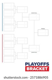 Playoffs bracket. Playoffs grid. Sport tournament bracket. Game and competition schedule. Season final. Team and players. Championship winner. Match score. Vector poster