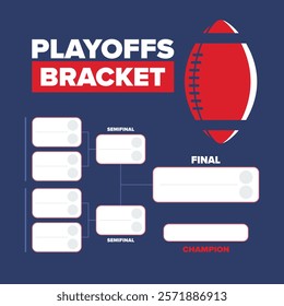 Playoffs bracket. Playoffs grid. Sport tournament bracket. Game and competition schedule. Season final. Team and players. Championship winner. Match score. Vector poster