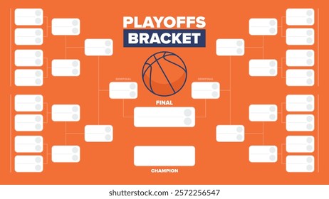 Playoffs bracket. Playoffs grid. Sport tournament bracket. Game and competition schedule. Season final. Team and players. Championship winner. Match score. Vector poster