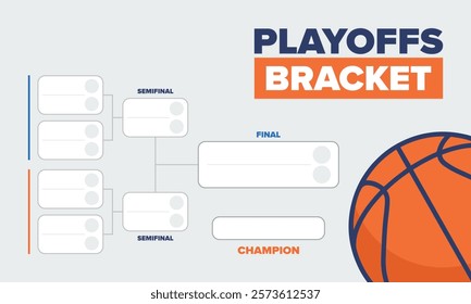 Playoffs bracket. Playoffs grid. Sport tournament bracket. Game and competition schedule. Season final. Team and players. Championship winner. Match score. Vector poster