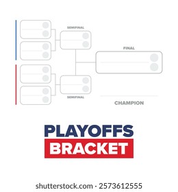 Playoffs bracket. Playoffs grid. Sport tournament bracket. Game and competition schedule. Season final. Team and players. Championship winner. Match score. Vector poster