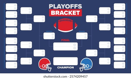 Playoffs bracket. Playoffs grid. Sport tournament bracket. Game and competition schedule. Season final. Team and players. Championship winner. Match score. Vector poster