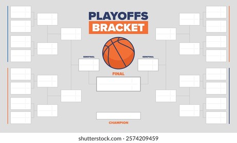 Playoffs bracket. Playoffs grid. Sport tournament bracket. Game and competition schedule. Season final. Team and players. Championship winner. Match score. Vector poster