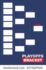 Playoffs bracket. Playoffs grid. Sport tournament bracket. Game and competition schedule. Season final. Team and players. Championship winner. Match score. Vector poster