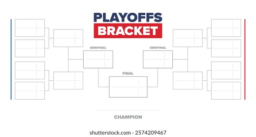 Playoffs bracket. Playoffs grid. Sport tournament bracket. Game and competition schedule. Season final. Team and players. Championship winner. Match score. Vector poster