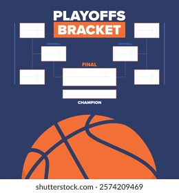 Playoffs bracket. Playoffs grid. Sport tournament bracket. Game and competition schedule. Season final. Team and players. Championship winner. Match score. Vector poster