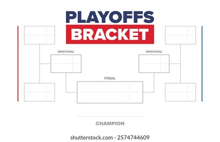 Playoffs bracket. Playoffs grid. Sport tournament bracket. Game and competition schedule. Season final. Team and players. Championship winner. Match score. Vector poster