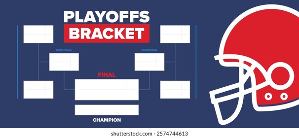 Playoffs bracket. Playoffs grid. Sport tournament bracket. Game and competition schedule. Season final. Team and players. Championship winner. Match score. Vector poster