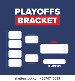 Playoffs bracket. Playoffs grid. Sport tournament bracket. Game and competition schedule. Season final. Team and players. Championship winner. Match score. Vector poster