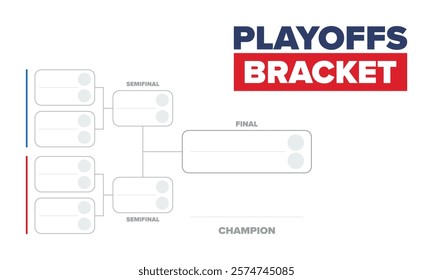 Playoffs bracket. Playoffs grid. Sport tournament bracket. Game and competition schedule. Season final. Team and players. Championship winner. Match score. Vector poster