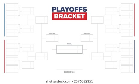 Playoffs bracket. Playoffs grid. Sport tournament bracket. Game and competition schedule. Season final. Team and players. Championship winner. Match score. Vector poster