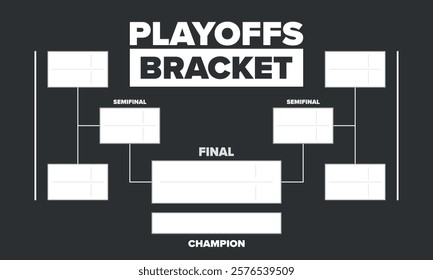 Playoffs bracket. Playoffs grid. Sport tournament bracket. Game and competition schedule. Season final. Team and players. Championship winner. Match score. Vector poster