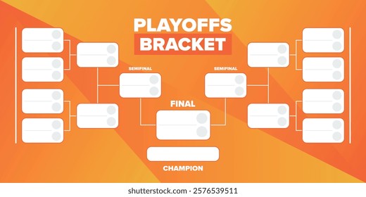 Playoffs bracket. Playoffs grid. Sport tournament bracket. Game and competition schedule. Season final. Team and players. Championship winner. Match score. Vector poster