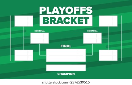 Playoffs bracket. Playoffs grid. Sport tournament bracket. Game and competition schedule. Season final. Team and players. Championship winner. Match score. Vector poster