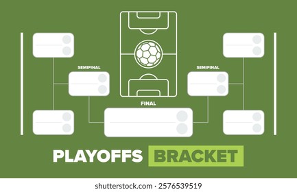 Playoffs bracket. Playoffs grid. Sport tournament bracket. Game and competition schedule. Season final. Team and players. Championship winner. Match score. Vector poster