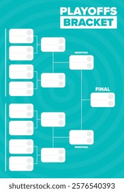 Playoffs bracket. Playoffs grid. Sport tournament bracket. Game and competition schedule. Season final. Team and players. Championship winner. Match score. Vector poster