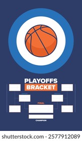 Playoffs bracket. Playoffs grid. Sport tournament bracket. Game and competition schedule. Season final. Team and players. Championship winner. Match score. Vector poster