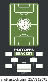 Playoffs bracket. Playoffs grid. Sport tournament bracket. Game and competition schedule. Season final. Team and players. Championship winner. Match score. Vector poster