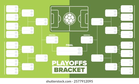 Playoffs bracket. Playoffs grid. Sport tournament bracket. Game and competition schedule. Season final. Team and players. Championship winner. Match score. Vector poster