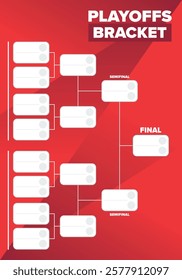 Playoffs bracket. Playoffs grid. Sport tournament bracket. Game and competition schedule. Season final. Team and players. Championship winner. Match score. Vector poster