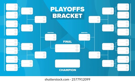 Playoffs bracket. Playoffs grid. Sport tournament bracket. Game and competition schedule. Season final. Team and players. Championship winner. Match score. Vector poster