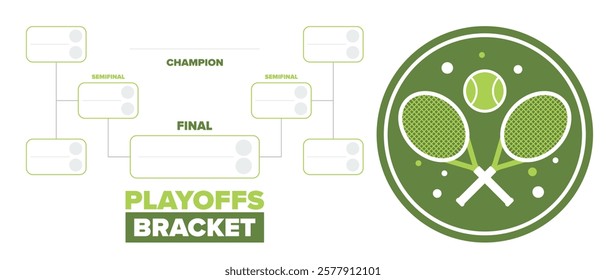 Playoffs bracket. Playoffs grid. Sport tournament bracket. Game and competition schedule. Season final. Team and players. Championship winner. Match score. Vector poster