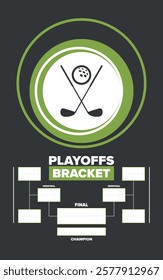 Playoffs bracket. Playoffs grid. Sport tournament bracket. Game and competition schedule. Season final. Team and players. Championship winner. Match score. Vector poster