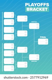 Playoffs bracket. Playoffs grid. Sport tournament bracket. Game and competition schedule. Season final. Team and players. Championship winner. Match score. Vector poster