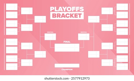 Playoffs bracket. Playoffs grid. Sport tournament bracket. Game and competition schedule. Season final. Team and players. Championship winner. Match score. Vector poster