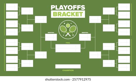 Playoffs bracket. Playoffs grid. Sport tournament bracket. Game and competition schedule. Season final. Team and players. Championship winner. Match score. Vector poster