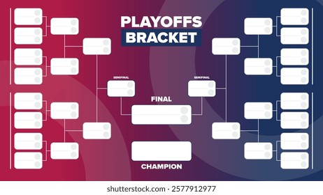 Playoffs bracket. Playoffs grid. Sport tournament bracket. Game and competition schedule. Season final. Team and players. Championship winner. Match score. Vector poster