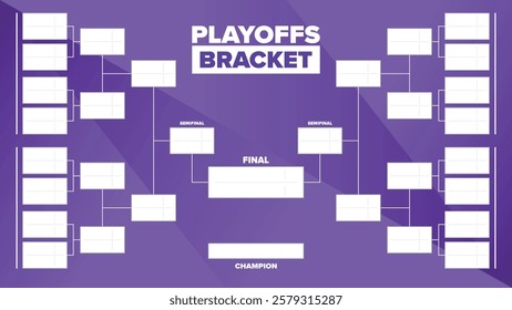 Playoffs bracket. Playoffs grid. Sport tournament bracket. Game and competition schedule. Season final. Team and players. Championship winner. Match score. Vector poster