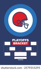 Playoffs bracket. Playoffs grid. Sport tournament bracket. Game and competition schedule. Season final. Team and players. Championship winner. Match score. Vector poster