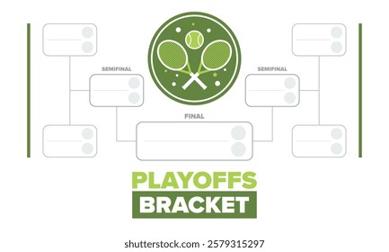 Playoffs bracket. Playoffs grid. Sport tournament bracket. Game and competition schedule. Season final. Team and players. Championship winner. Match score. Vector poster