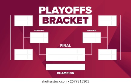 Playoffs bracket. Playoffs grid. Sport tournament bracket. Game and competition schedule. Season final. Team and players. Championship winner. Match score. Vector poster