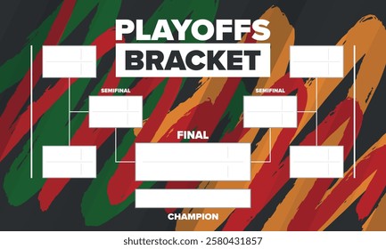 Playoffs bracket. Playoffs grid. Sport tournament bracket. Game and competition schedule. Season final. Team and players. Championship winner. Match score. Vector poster