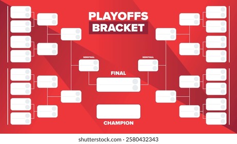 Playoffs bracket. Playoffs grid. Sport tournament bracket. Game and competition schedule. Season final. Team and players. Championship winner. Match score. Vector poster